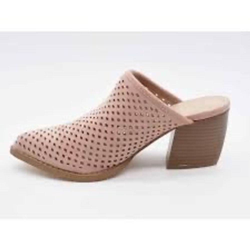Jeffrey Campbell Mule Heels Womens 9 Mauve Pink Excellent Perforated Suede Block